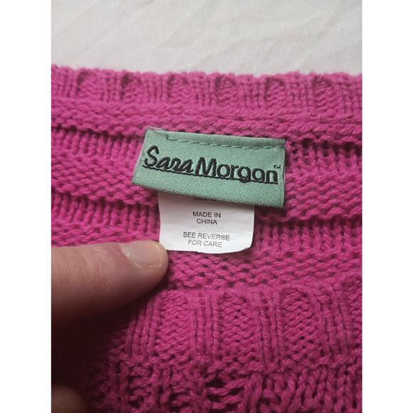 Sara Morgan Pink Knit Sweater Beach Swim Vacation Festival Women Large - Picture 3 of 5